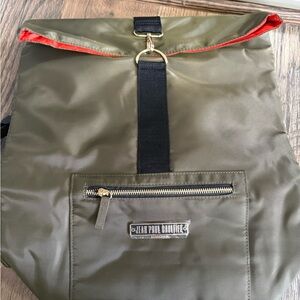 Jean Paul Gaultier Olive Green Backpack with Red Trim